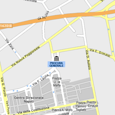 Mappa cartografica di Napoli centrata sulla Procura Generale ubicata in Piazza Cenni - Nuovo Palazzo di Giustizia
